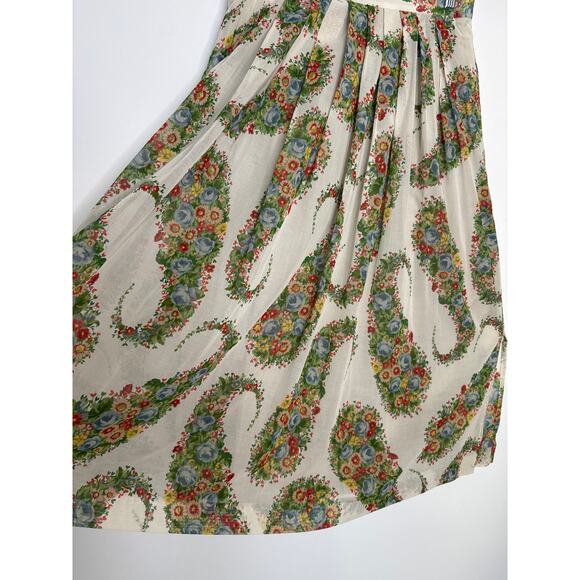 1980s Geiger Austria Floral Cotton Midi Skirt prairie folk retro Size 42 Medium - Picture 10 of 16